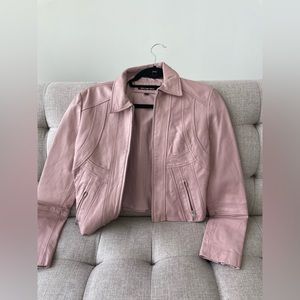 Barbie baby pink leather jacket